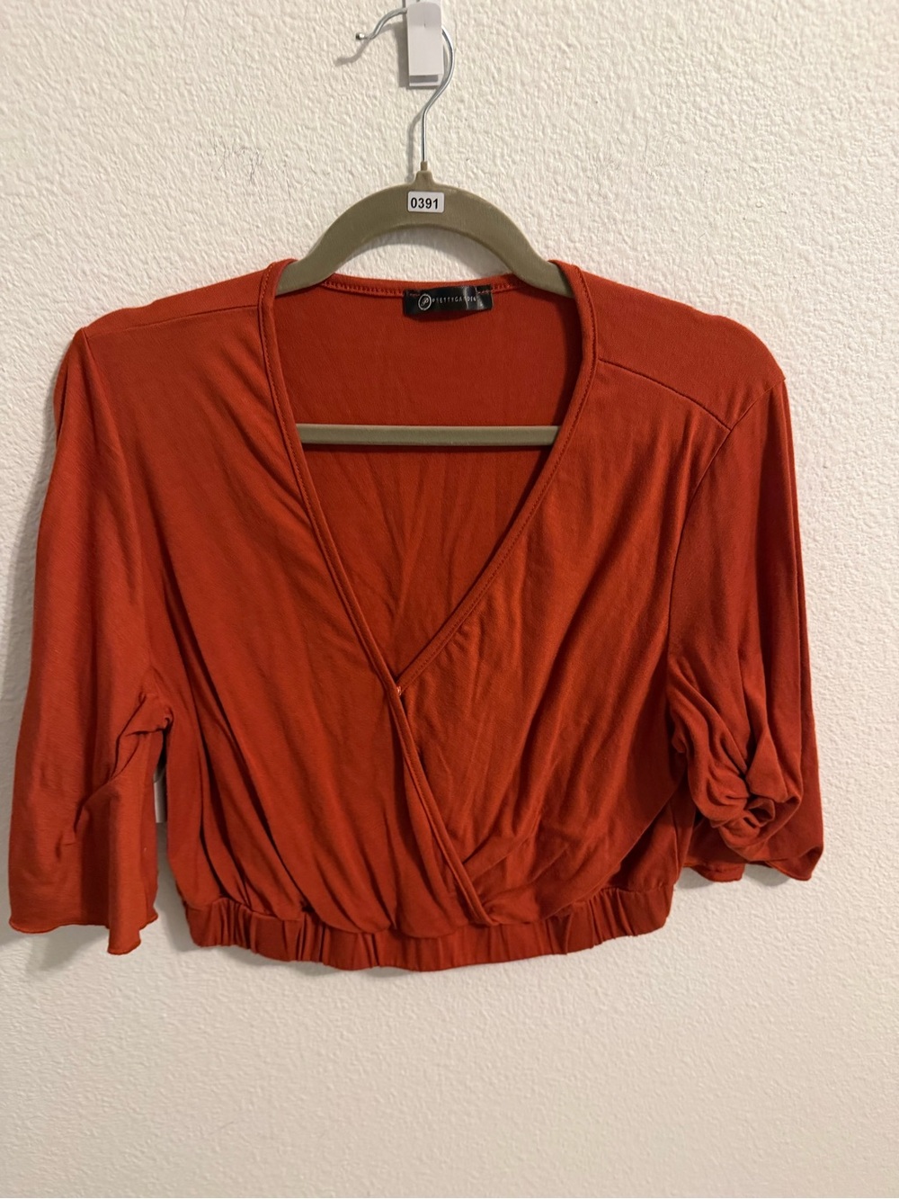 Chelsea & Violet Rust-Orange Wrap Crop Top